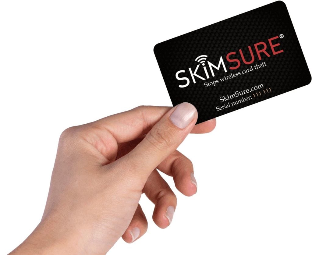The SkimSure card protects against wireless card theft